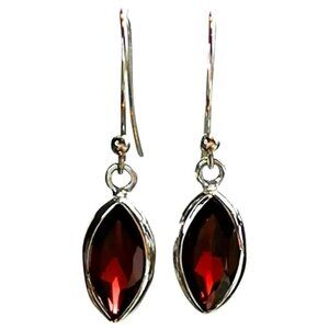 Garnet dangle drop earrings in Sterling Silver  NEW